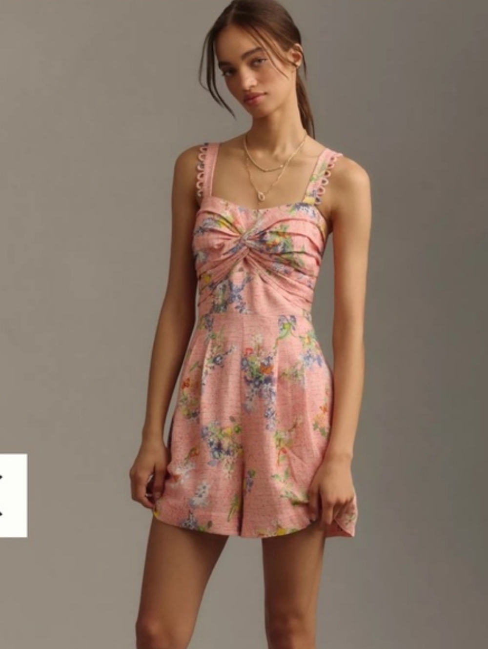 Anthropologie Ranna Gill Linen Scallop Romper Size Large NWT